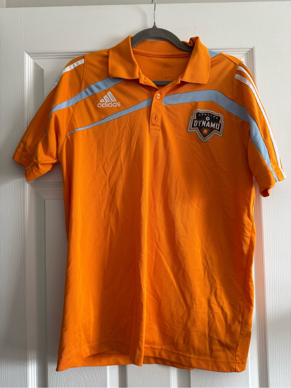 adidas Orange Houston Dynamo Polo Shirt with Light Blue Accents